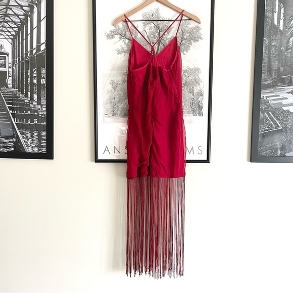 Vineet Bahl Anthropologie Red Sleeveless V-Neck Fringe Maxi Dress NWT Medium - Picture 8 of 16